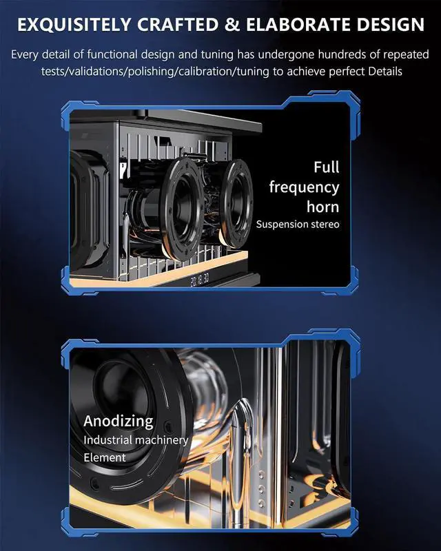 Alt view image 7 of 7 - Bluetooth Speaker Ultra Heavy Bass 40W RGB Light Cyber Mechanical Industrial Style Bluetooth 5.0 Wireless Stereo Sound Speaker for Indoor and Computer Room (Black)