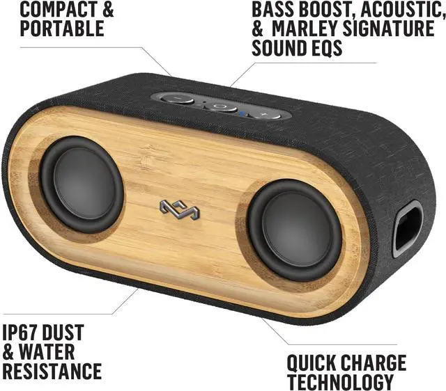 Alt view image 4 of 7 - House of Marley Get Together 2 Mini: Portable Speaker with Wireless Bluetooth Connectivity, 15 Hours of Playtime and Sustainable Materials, Signature Black