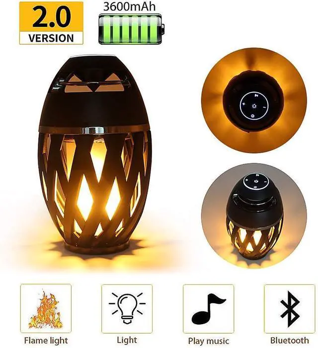 Alt view image 2 of 7 - Led Flame Speakers, Flame Torch Atmosphere Speaker Bluetooth 4.2 Wireless Portable Outdoor HD Audio Waterproof Speaker