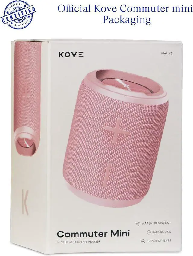 Alt view image 7 of 7 - KOVE Mini Commuter 2 Portable Speaker - Pink Bluetooth Speakers, Wireless with HD Louder Volume, Deep Bass Subwoofer, Microphone, IPX7 Water Resistant - Perfect Boom Box for Home, Outdoor or Travel