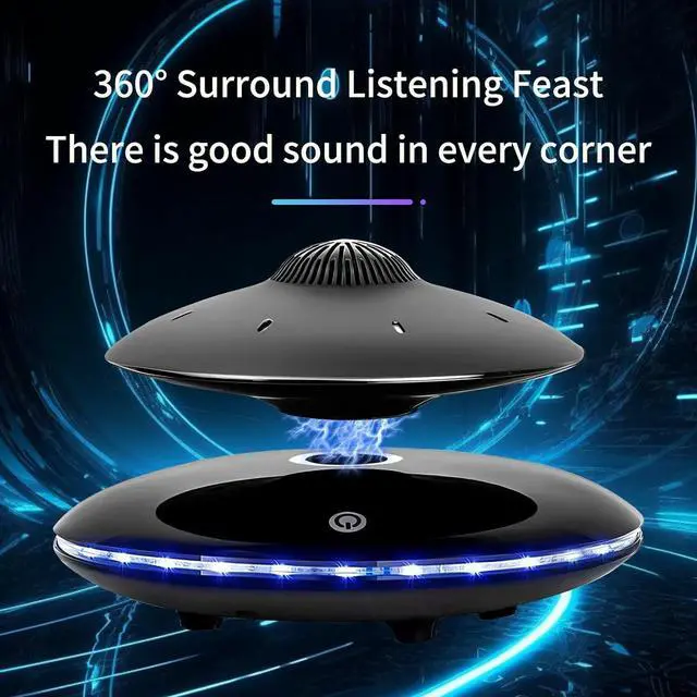 Alt view image 2 of 7 - Levitating Bluetooth Speaker, Wireless Floating Speaker Bluetooth 4.0, Magnetic Levitating Speaker with LED Flash Lights & 360° Rotation for Home, Office Creative Decor, Cool Tech Gadgets