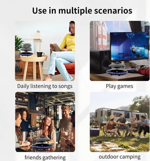 Alt view image 6 of 7 - Levitating Bluetooth Speaker, Wireless Floating Speaker Bluetooth 4.0, Magnetic Levitating Speaker with LED Flash Lights & 360° Rotation for Home, Office Creative Decor, Cool Tech Gadgets
