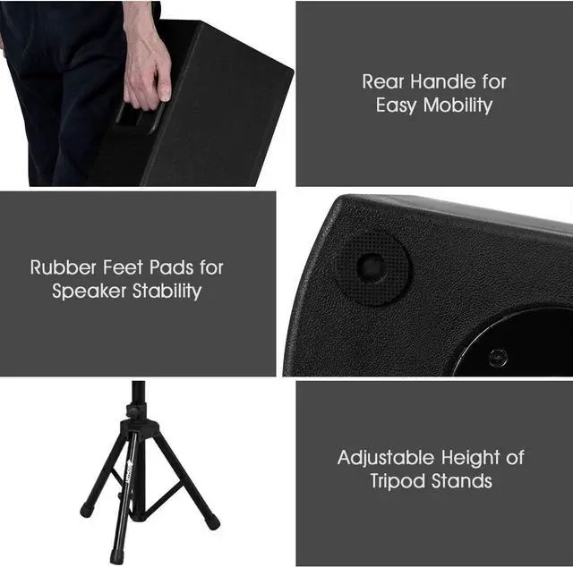 Alt view image 5 of 7 - Costzon Active 3-Way 6.5'' 2000W All-in-one PA Speaker DJ Loud Speaker with Bluetooth, USB/SD Card Input, MP3 FM Radio, Wireless Remote Control for Indoor Outdoor Party Wedding