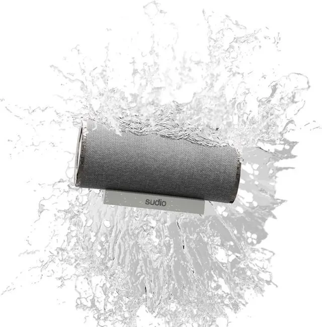 Alt view image 3 of 3 - Sudio Femtio Portable Bluetooth Speakers - Wireless, IPX6 Waterproof, Dual Play, with Microphone, 14h Play Time, for Android and iOS (Silver)