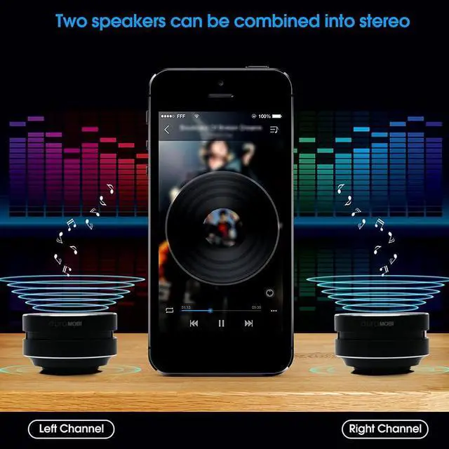 Alt view image 6 of 7 - Mini Speake 2 Pack Humbird Speaker Bone Conduction Speaker Mini Size Wireless Portable Speaker Loud Stereo Sound Built-in Mic Sound Box(Black)