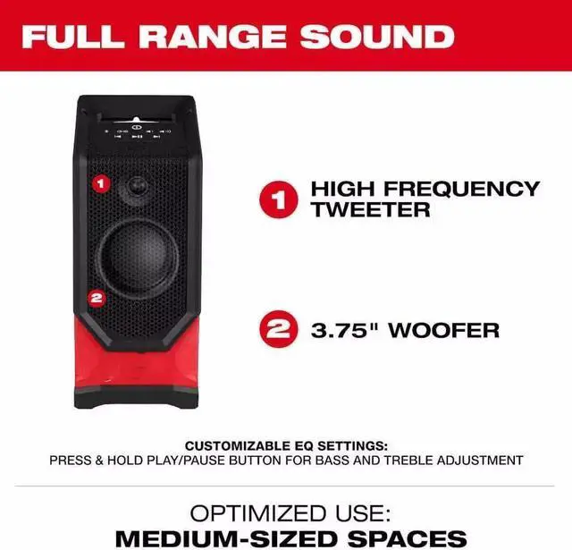 Alt view image 2 of 3 - 2954-20 for Milwaukee M18 18V Cordless Li-Ion with Bluetooth Jobsite Speaker - Bare Tool