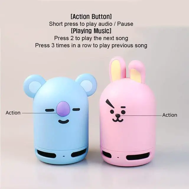 Alt view image 5 of 7 - BT21 Official Friends Duo Bluetooth Stereo Portable Speaker & Figure Set for Home, Outdoors, Travel (Speaker CHIMMY + Figure MANG)