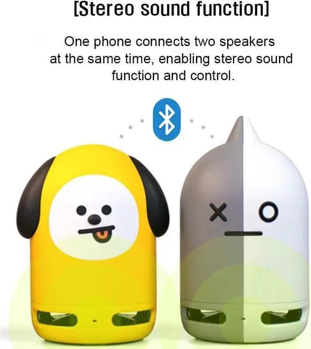 Alt view image 7 of 7 - BT21 Official Friends Duo Bluetooth Stereo Portable Speaker & Figure Set for Home, Outdoors, Travel (Speaker CHIMMY + Figure MANG)
