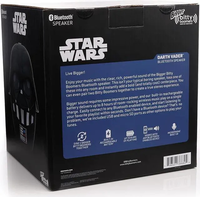 Alt view image 6 of 6 - Bitty Boomers Bigger Star Wars: Darth Vader 8 Inch Wireless Bluetooth Speaker