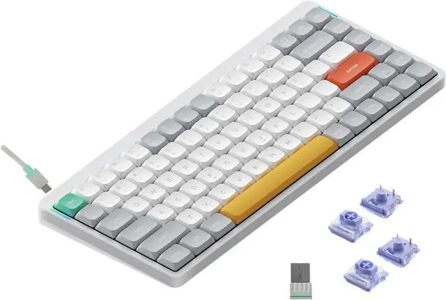 Main image of nuphy Air75 V2 Portable 75% Mechanical Keyboard, Wireless Keyboard,Supports Bluetooth/2.4G/USB-C RGB Bluetooth Keyboards,Compatible with Windows/Mac OS/Linux Systems White-Gateron Wisteria Switch