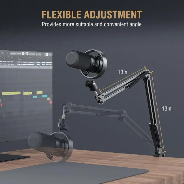 Alt view image 7 of 7 - FIFINE K688 Podcast Microphone Kit, USB/XLR Dynamic Microphone with Boom Arm for PC/XLR Mixer, Gaming Mic with Mute Button, Headphone Jack for Vocal, Voice-Over, Streaming, Music Recording -K688CT