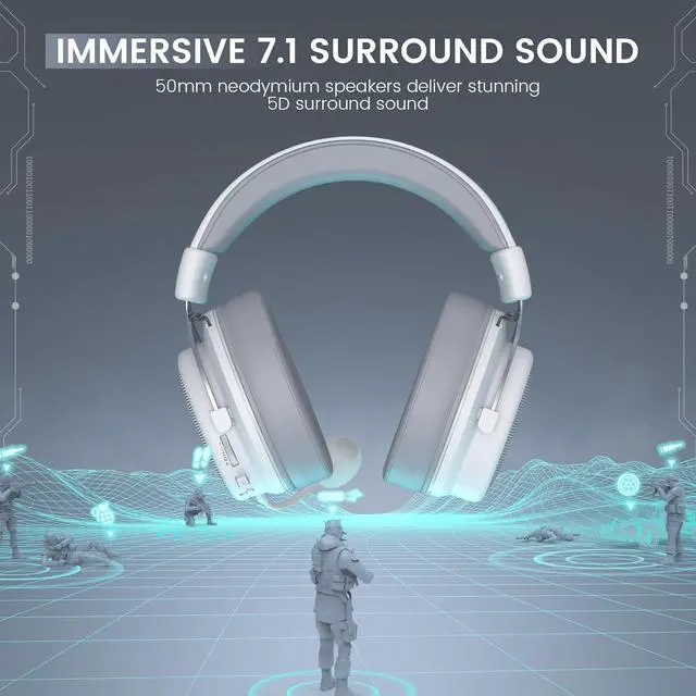 Alt view image 2 of 7 - EKSA USB Gaming Headset for PC, Computer Headphones with Detachable Noise Cancelling Microphone, 7.1 Surround Sound, 50MM Driver, Wired Headset with Mic for PS4/PS5, Xbox One, Laptop, Work