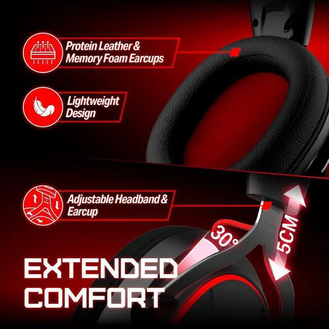 Alt view image 7 of 7 - OXS Storm G2 Wireless Gaming Headsets, 7.1 Virtual Surround Sound, 3 EQ Modes, 2.4G Low Latency, 50mm Driver, 40H Playtime, RGB Light, Bluetooth 5.3, Compatible with PC, Console, Mobile, Black