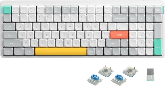 Main image of nuphy Air96 V2 Wireless Mechanical Keyboard,100 Keys RGB Backlit Keyboard,Supports Bluetooth 5.1,2.4G and Wired Connection,for PC/Laptop/Windows/Mac -White Gateron Blue Switch