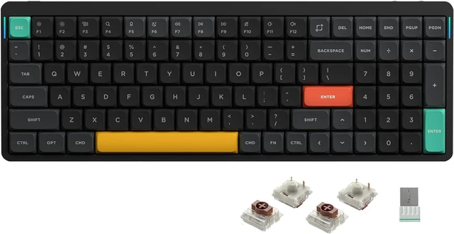 Main image of nuphy Air96 V2 Wireless Mechanical Keyboard,100 Keys RGB Backlit Keyboard,Supports Bluetooth 5.1,2.4G and Wired Connection,for PC/Laptop/Windows/Mac -Black Gateron Brown Switch