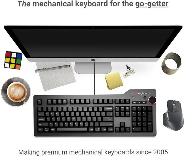 Alt view image 7 of 7 - Das Keyboard 4 Professional for Mac Wired Mechanical Keyboard, Cherry MX Brown Mechanical Switches, 2-Port USB 3.0 Hub, Volume Knob, Aluminum Top (104 Keys, Black)
