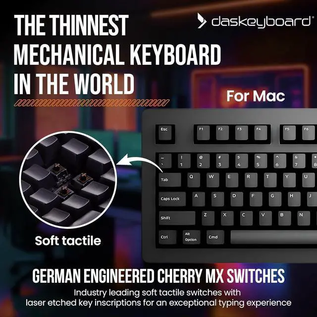 Alt view image 2 of 7 - Das Keyboard 4 Professional for Mac Wired Mechanical Keyboard, Cherry MX Brown Mechanical Switches, 2-Port USB 3.0 Hub, Volume Knob, Aluminum Top (104 Keys, Black)