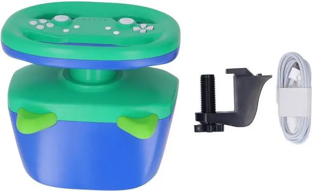 Alt view image 6 of 7 - PC Steering Wheel V3II 180° Gaming Racing Wheel forSeries PC, One, Switch - Black with Pedals, Paddles (Greenish Blue)