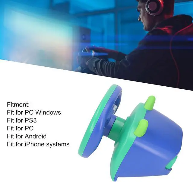 Alt view image 7 of 7 - PC Steering Wheel V3II 180° Gaming Racing Wheel forSeries PC, One, Switch - Black with Pedals, Paddles (Greenish Blue)