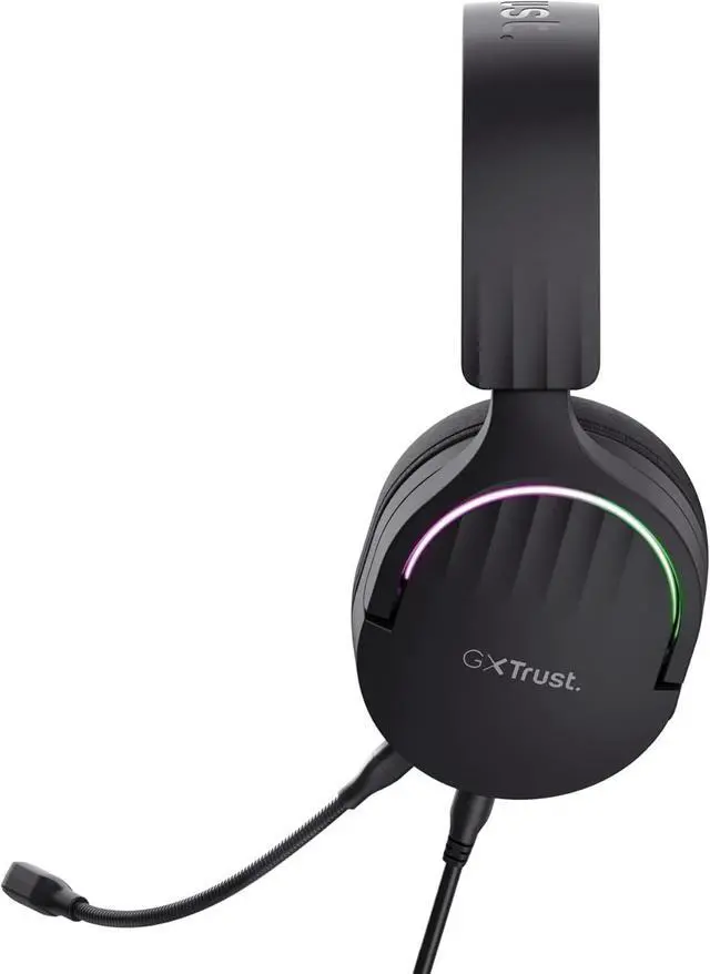 Alt view image 4 of 6 - Trust Gaming GXT 490 Fayzo USB Gaming Headset 7.1 Surround Sound, 50mm Drivers, 85% Recycled Plastics, RGB Over-Ear Wired Headphones, with Noise Cancelling Microphone for PC PS5 - Black
