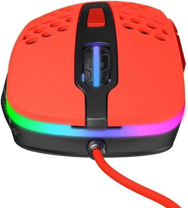 Alt view image 3 of 6 - XTRFY M4 RGB, Ultra-Light Wired Gaming Mouse, Ergonomic Design for Right-Handers, Cutting-Edge Pixart 3389 Sensor, Adjustable RGB Lighting, Kripparrian Red Edition