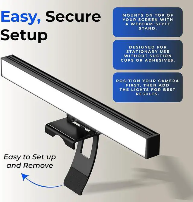 Alt view image 5 of 7 - Video Conference Lighting - Webcam Light for Streaming, LED Monitor and Laptop Light for Video Conferencing, Zoom Lighting for Computer, Replace Ring Light for Zoom Meeting, Double Kit