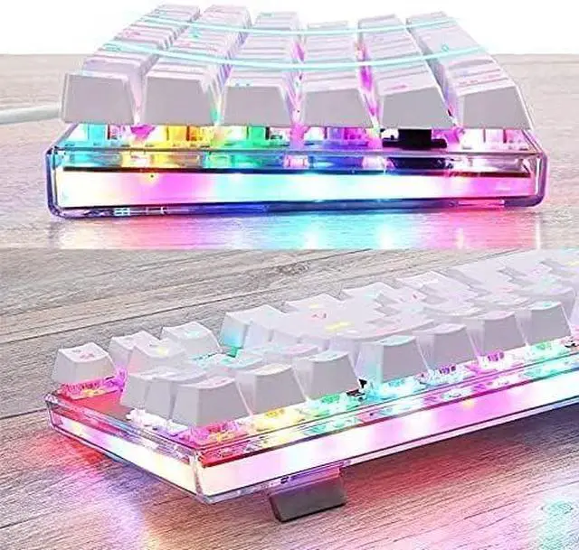 Alt view image 4 of 6 - KANBUN Mechanical Gaming Keyboard,87 Keys, RGB LED Rainbow Backlit Wired Keyboard for PC/Gamer,White