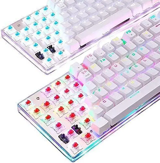 Alt view image 5 of 6 - KANBUN Mechanical Gaming Keyboard,87 Keys, RGB LED Rainbow Backlit Wired Keyboard for PC/Gamer,White
