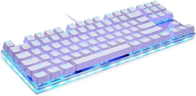 Alt view image 2 of 6 - KANBUN Mechanical Gaming Keyboard,87 Keys, RGB LED Rainbow Backlit Wired Keyboard for PC/Gamer,White