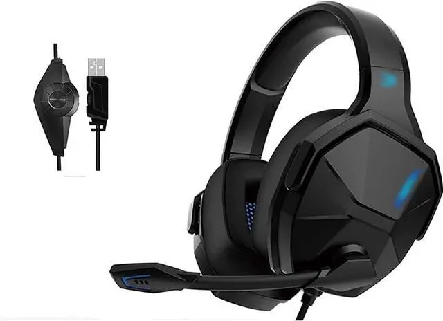 Alt view image 2 of 6 - USB Gaming Headphones Over-Ear Game Headset Surround Sound Wired Mic for Computer PC Gamer