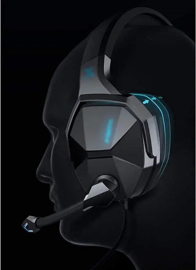 Alt view image 5 of 6 - USB Gaming Headphones Over-Ear Game Headset Surround Sound Wired Mic for Computer PC Gamer