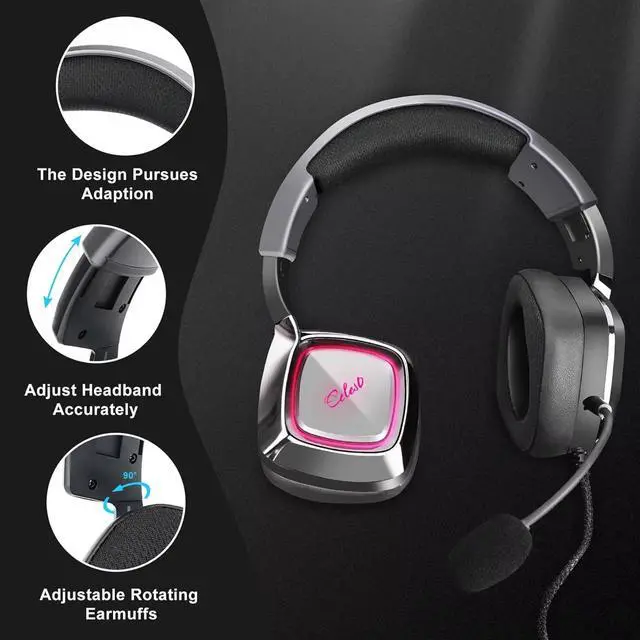 Alt view image 3 of 7 - QOA Kinera Gaming Headset with Microphone,Xbox Headset with 7.1 Surround Sound,Wired Over-Ear Headphones,PC Game Headsets,Soft Ear Pads,USB Port,Cool Light,for Computer, Laptop,Xbox, Ps4, Ps5, Switch