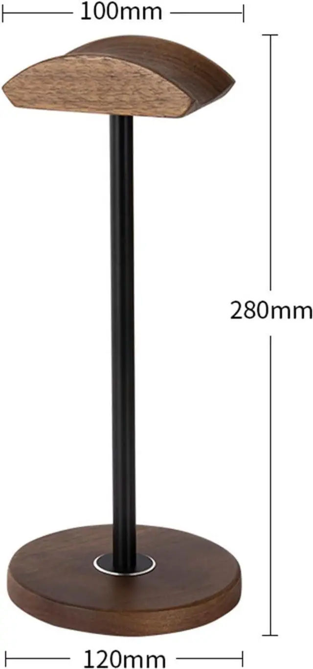 Alt view image 6 of 6 - Headphone Stand/Headset Holder Headphone Stand Solid Wooden Desktop Headphone Holder Universal Aluminum Alloy Gaming Headset Stand Walnut Wood Earphone Display Bracket Mount for Desk PC Gaming Headset