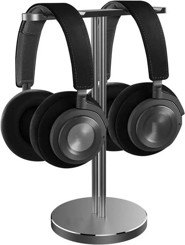 Alt view image 2 of 7 - Headphone Stand/Headset Holder Aluminum Headphone Holder Stand Dual Hanger Holder Earphone Desk Display Rack Bracket with Anti-slip Pad for Game Headphones PC Gaming Headset Stand ( Color : Double-Gol
