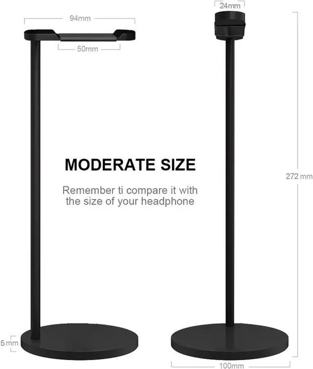 Alt view image 2 of 6 - Headphone Stand/Headset Holder Aluminum Headphone Stand Rack Sturdy Non-Slip Headset Holder Metal Gaming Headset Earphone Holder Hanger with Solid Base for Table Desk Display PC Gaming Headset Stand (