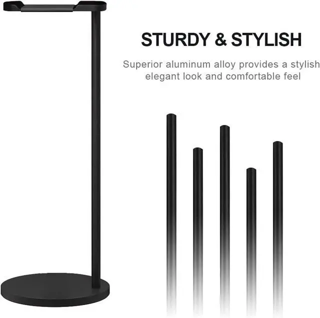 Alt view image 4 of 6 - Headphone Stand/Headset Holder Aluminum Headphone Stand Rack Sturdy Non-Slip Headset Holder Metal Gaming Headset Earphone Holder Hanger with Solid Base for Table Desk Display PC Gaming Headset Stand (