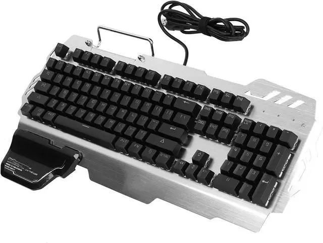 Alt view image 4 of 7 - Mechanical Keyboard, 104 Keys USB Wired Mixed Light Office Keyboard Colorful Backlight Gaming Keyboard,Pluggable Green Axis,with Mobile Phone Holder, Ergonomic Hand Rest (Green axis RGB Colorful) ()