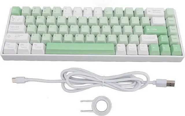 Alt view image 5 of 7 - 60% Gaming Mechanical Keyboard, 68 Key RGB Backlit Keyboard, Blue Switch, Triple Mode BT5.0/2.4G Cordless/USB C Hot Swappable Mechanical Keyboard for Android