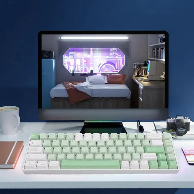 Alt view image 2 of 7 - 60% Gaming Mechanical Keyboard, 68 Key RGB Backlit Keyboard, Blue Switch, Triple Mode BT5.0/2.4G Cordless/USB C Hot Swappable Mechanical Keyboard for Android