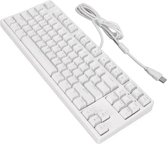 Alt view image 4 of 7 - Mechanical Keyboard, 87 Keys Sensitive Operation White Light Staggered Layout Wired Keyboard for Office (White)