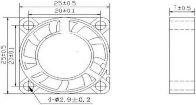 Alt view image 2 of 3 - 25*07mm 2507 12Vdc 0.06A sleeve bearing 2 wires 25mm mini cooling fan