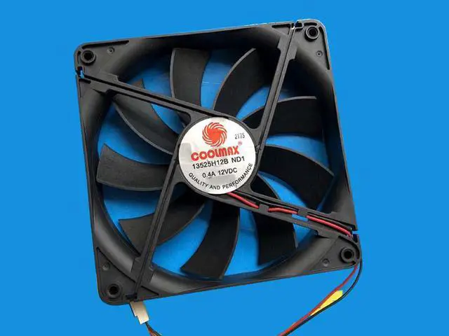 Alt view image 5 of 6 - Coolmax 135*25mm 13525H12B DC12V 0.4A Ball Bearing 2 wires 2 pins 13.5cm case fan