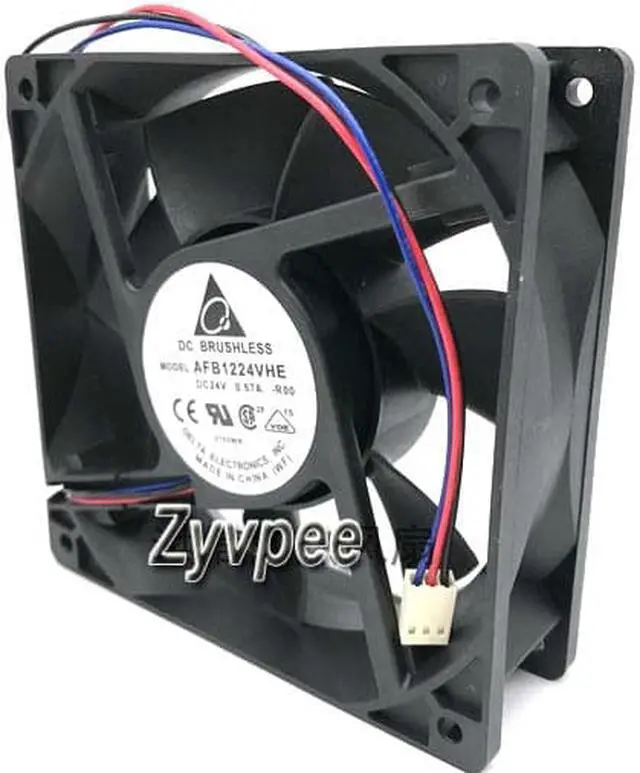 Alt view image 2 of 3 - Delta 120*38mm AFB1224VHE DC24V 0.57A 3 wires 3 pins 12CM inverter fan