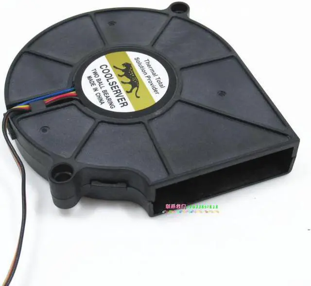 Alt view image 2 of 4 - 75mm Blower Cooling B127515BU 12V 4 Wires 4 Pins 1U 775 P4 CPU Cooler Fan