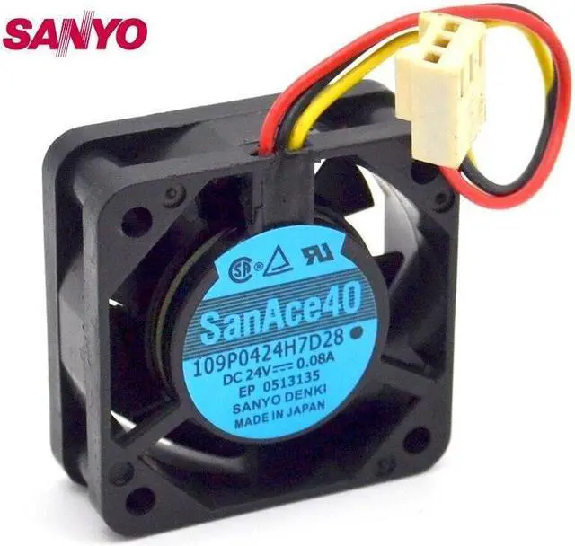Alt view image 6 of 7 - 40MM Cooling 109P0424H7D28 24V 0.08A 4015 3 Wires 3 Pins Fanuc Fan