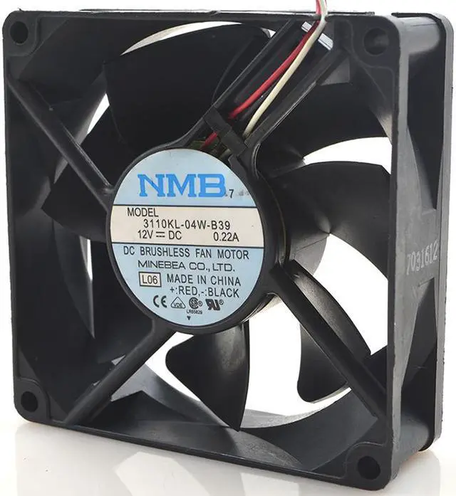 Alt view image 3 of 5 - 80MM CPU Cooling NMB 8025 3110KL-04W-B39 12V 0.22A 3 Wires Axial Fan