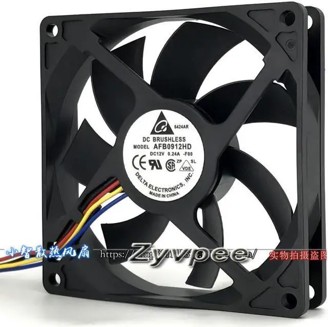 Alt view image 4 of 6 - 4 Wires 90MM Power Cooling Delta AFB0912HD 12V 0.24A 9cm Case Fan 90*20mm