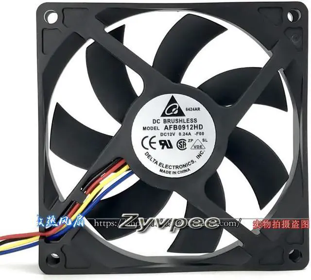 Alt view image 5 of 6 - 4 Wires 90MM Power Cooling Delta AFB0912HD 12V 0.24A 9cm Case Fan 90*20mm