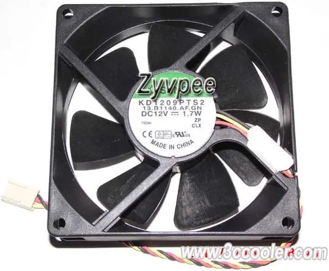Alt view image 2 of 3 - 90MM 9025 13.B1140.AF.GN DC12V 1.7W 3 Wires 9CM Chassis Fan for Inspiron 530, 531 and Vostro 200, 400 Small Mini-Tower (SMT)