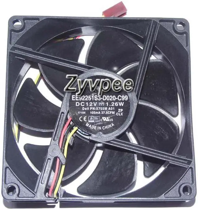 Main image of 90MM 9025 DC12V 1.26W X755M 105mA 3 Wires 3 Pins 9CM Case Fan